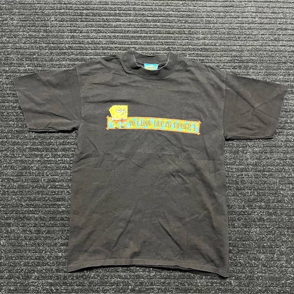 Vintage Spongebob Squarepants Shirt Black Do I Look Like Im Kidding Mens Medium